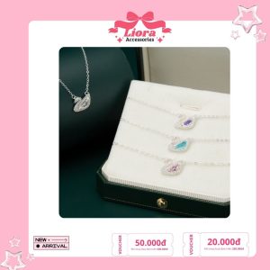 Lắc Tay Bạc Nữ Liora Thiên Nga Đính Đá Màu Sắc Lấp Lánh Nhiều Màu Phong Cách Hàn Quốc L204