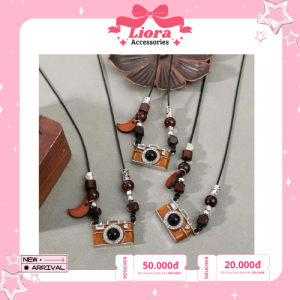 Vòng cổ máy ảnh phim màu nâu Liora Accessories phong cách cổ điển